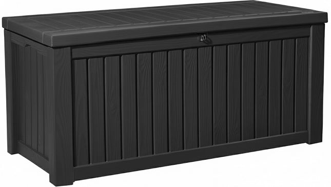 Centurion Supports TUNGSTEN 450 Litre 119 Gallon Waterproof Extra Large Lockable Easy-Open Garden Storage Box Outdoor Organiser in Black