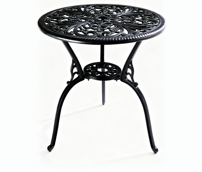 Centurion BANGUI Outdoor Bistro Table Cast Aluminium Black, Garden Patio Round Table with Parasol Hole, Weather Resistant Rustproof Metal Furniture for Balcony Decking Terrace 68.5cm