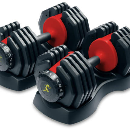 Strongology Urban25 Pair Home Fitness Black Red Adjustable Smart Dumbbells from 2.5kg up to 25kg Training Weights