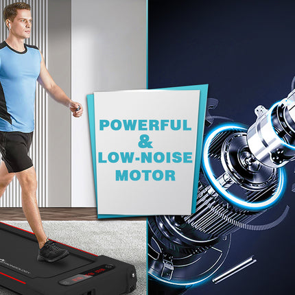 Strongology MOTIONIC BLACK Home and Office Ultra Quiet Adjustable Speed 1-8km/h Slimline 2.5HP Bluetooth Treadmill with LED Display - Fully Assembled
