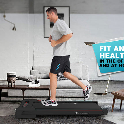 Strongology MOTIONIC BLACK Home and Office Ultra Quiet Adjustable Speed 1-8km/h Slimline 2.5HP Bluetooth Treadmill with LED Display - Fully Assembled