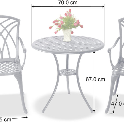 Centurion Supports OSHOWA Luxurious Garden and Patio Table and 4 Large Chairs with Armrests Cast Aluminium Bistro Set - Grey with Green Cushions