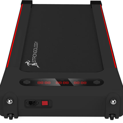 Strongology MOTIONIC BLACK Home and Office Ultra Quiet Adjustable Speed 1-8km/h Slimline 2.5HP Bluetooth Treadmill with LED Display - Fully Assembled