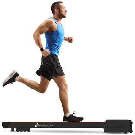 Strongology MOTIONIC BLACK Home and Office Ultra Quiet Adjustable Speed 1-8km/h Slimline 2.5HP Bluetooth Treadmill with LED Display - Fully Assembled