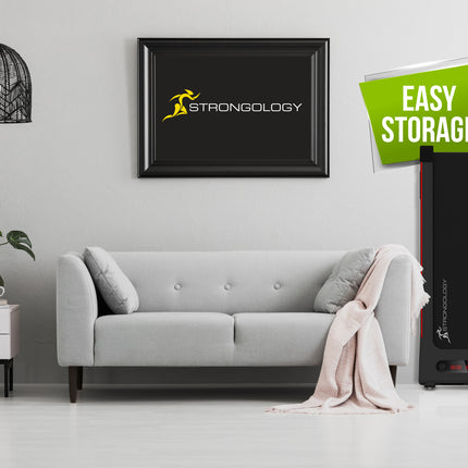 Strongology MOTIONIC BLACK Home and Office Ultra Quiet Adjustable Speed 1-8km/h Slimline 2.5HP Bluetooth Treadmill with LED Display - Fully Assembled