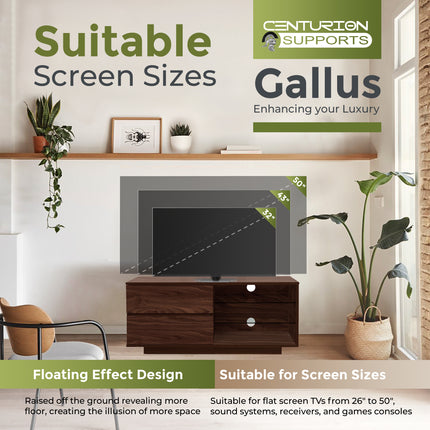 Centurion Supports Gallus Premium Walnut with 2-Walnut Drawers and 3-Shelves 32"-55" LED/OLED/LCD TV Cabinet - Grade A