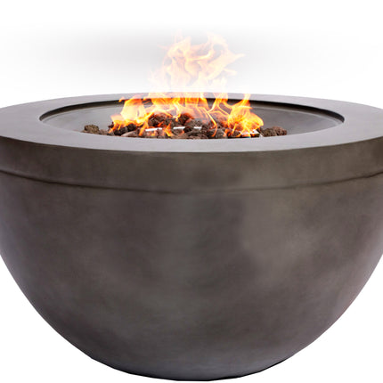 MDA Designs TABITI Dark Grey Gas Fire Pit for Garden & Patio - Luxurious Eco-Stone Finish Outdoor Heater Fire Pit