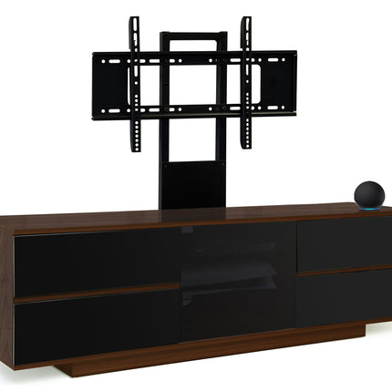 Centurion Supports AVITUS ULTRA Walnut Remote Friendly BeamThru Door with 4-Black Drawers up to 65" Flat Screen TV Cabinet with Mounting Arm