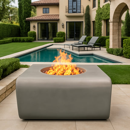 Centurion Supports Fireology ADELPHI Dark Grey Lavish Garden and Patio Gas Fire Pit with Eco-Stone Finish - Fully Assembled
