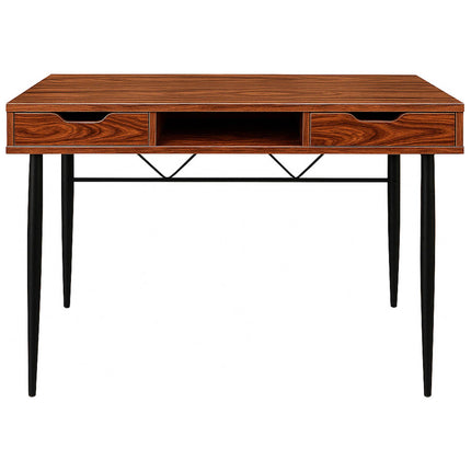 MDA Designs Kenora Home Office Study Ergonomic Desk Table Workstation with Drawers Walnut Black
