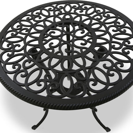 Centurion Supports BANGUI Black Garden and Patio Table and 2 Chairs Cast Aluminium Bistro Set
