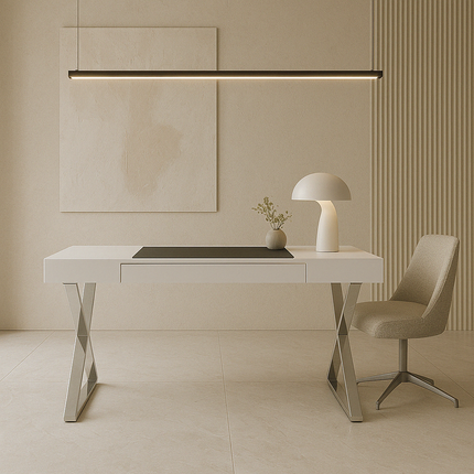 Centurion Supports ADONIS Gloss White and Chrome Legs Ergonomic Home Office Luxury Modern Desk