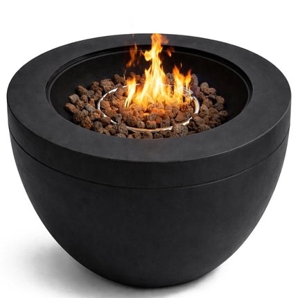MDA Designs TABITI Black Lavish Garden & Patio Gas Fire Pit with Eco-Stone Finish
