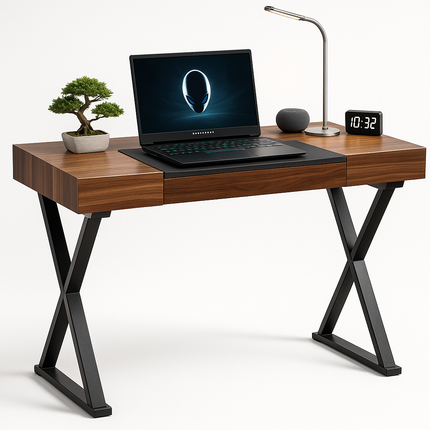 Centurion Supports ADONIS Walnut with Matte Black Legs Ergonomic Luxury Home Office Desk