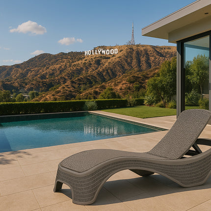 Centurion Supports MALDIVES Warm Grey Outdoor High-End PU Rattan Adjustable Sun Lounger-FULLY ASSEMBLED - Grade A