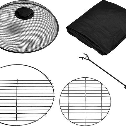 Centurion Supports NAVARO Premium Multi-Functional 360° Garden & Patio Round Fire Pit, Brazier, Coffee Table, Barbecue and Ice Bucket with White Ceramic Tiles - Grade A