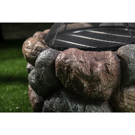 Centurion Supports Fireology SEYCHELLES Grand Garden and Patio Heater Fire Pit Brazier and Barbecue with Eco-Stone Finish - Grade A