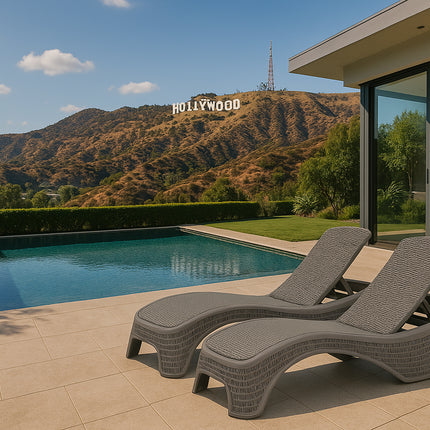 Centurion Supports MALDIVES Warm Grey Outdoor High-End PU Rattan Adjustable Sun Lounger-FULLY ASSEMBLED - Grade A