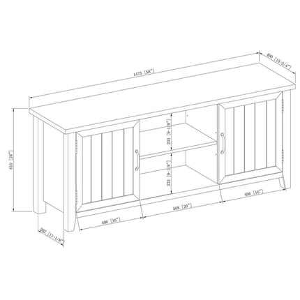 Centurion RANCH Walnut Dual Compartment Storage 6-Shelf up to 65” Flat Screen TV Cabinet - Grade A