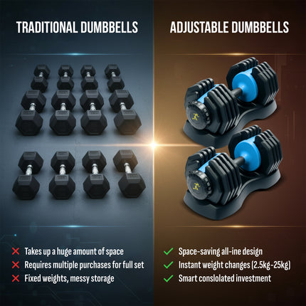 Strongology URBAN25 Blue Adjustable Single Dumbbell | 2.5kg to 25kg Quick-Select Weight | 10-in-1 Space-Saving Design | Soft-Grip Handle | Secure Plate-Locking System | Home Gym Strength Training Workouts