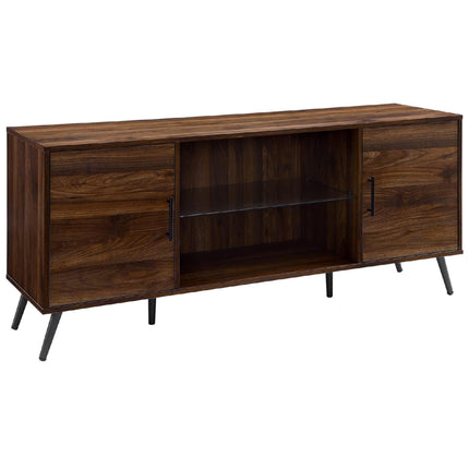 Centurion Supports PORTOBELLO Luxury Walnut Dual Compartment Storage 6-Shelf up to 65" Flat Screen TV Cabinet - Grade A