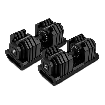 Strongology FLEX36 Black Adjustable Dumbbells 4kg-36kg, 17-in-1 Weights with Quick-Turn Dial for Home Gym Strength Training