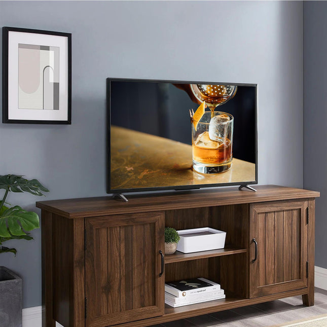 Centurion RANCH Walnut Dual Compartment Storage 6-Shelf up to 65” Flat Screen TV Cabinet - Grade A