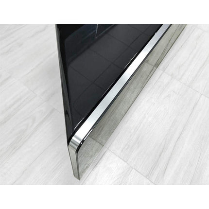 MDA Designs Antares HYBRID Black Corner-Friendly with Clear Acrylic Legs Hover Effect & Remote-Friendly Glass Door TV Cabinet - Grade A