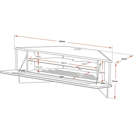 MDA Designs Antares HYBRID Black Corner-Friendly with Clear Acrylic Legs Hover Effect & Remote-Friendly Glass Door TV Cabinet - Grade A