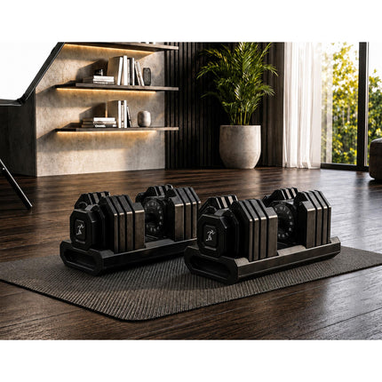 Strongology FLEX36 Black Adjustable Dumbbells 4kg-36kg, 17-in-1 Weights with Quick-Turn Dial for Home Gym Strength Training