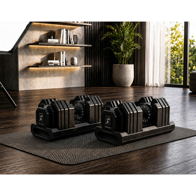 Strongology FLEX36 Black Adjustable Dumbbells 4kg-36kg, 17-in-1 Weights with Quick-Turn Dial for Home Gym Strength Training