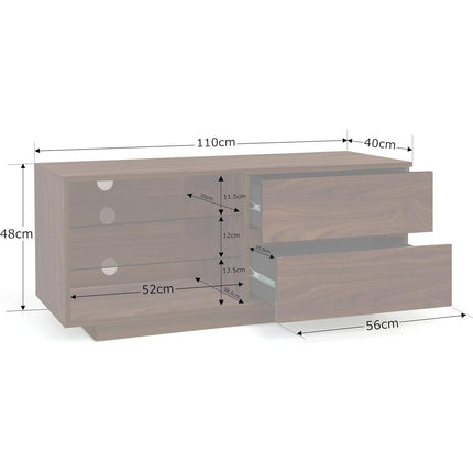 Centurion Supports Gallus Premium Walnut with 2-Walnut Drawers and 3-Shelves 32"-55" LED/OLED/LCD TV Cabinet - Grade A