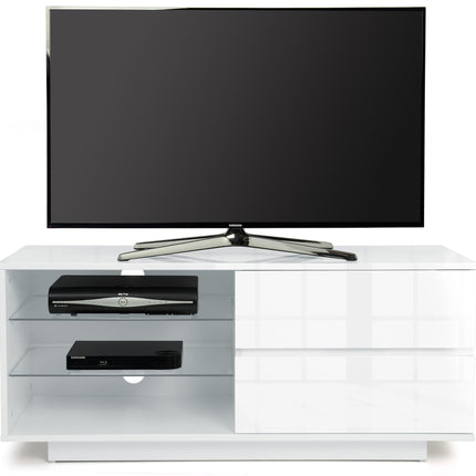 Centurion Supports Gallus Gloss White 2-White Drawers 3-Shelf TV Stand