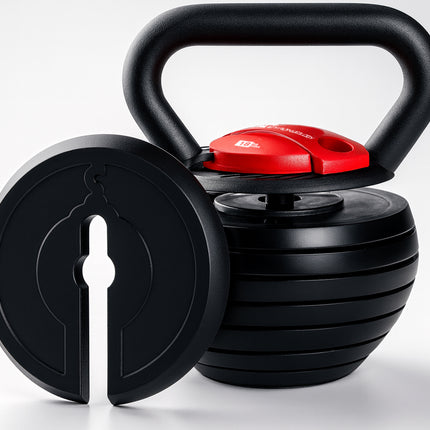 Strongology 7-in-1 Adjustable Smart Kettlebell up to 18kg Black with Red Dial Home Fitness Gym Equipment