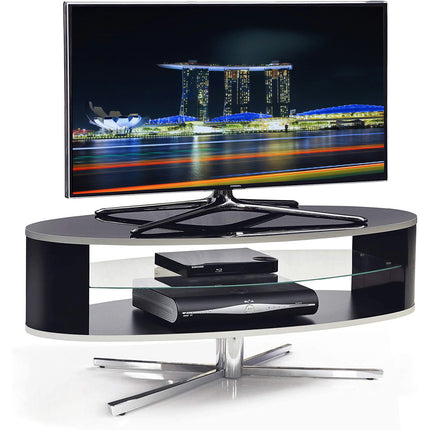MDA Designs Orbit 1100BB Gloss Black TV Stand with Gloss Black Elliptic Sides for Flat Screen TVs up to 55"