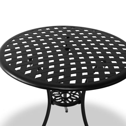 Centurion Supports OSHOWA Luxurious Garden and Patio Table and 2 Large Chairs with Armrests Cast Aluminium Bistro Set - Black