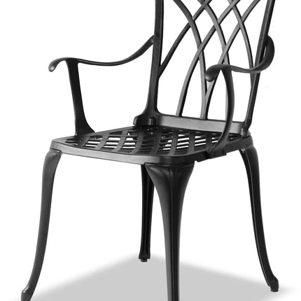 Centurion Supports OSHOWA Luxurious Garden and Patio Table and 2 Large Chairs with Armrests Cast Aluminium Bistro Set - Black