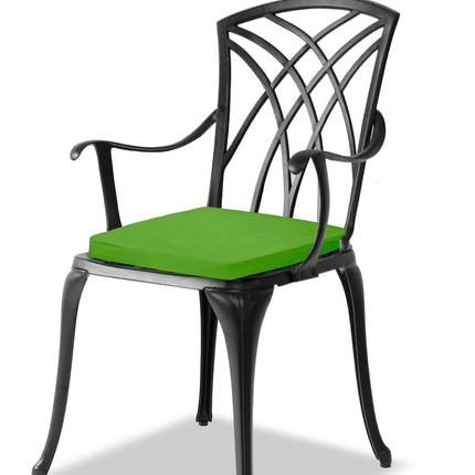 Centurion Supports OSHOWA Luxurious Garden and Patio Table and 2 Large Chairs with Armrests Cast Aluminium Bistro Set - Black with Green Cushions