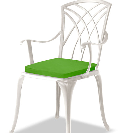 Centurion Supports OSHOWA Luxurious Garden and Patio Table and 2 Large Chairs with Armrests Cast Aluminium Bistro Set - White with Green Cushions