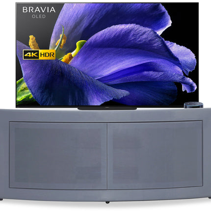 Centurion Supports PANGEA Grey Beam-Thru CurvedTru-Corner 32"-50" TV Cabinet