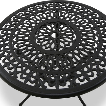 Centurion Supports POSITANO Garden and Patio Table and 2 Chairs Cast Aluminium Bistro Set - Black