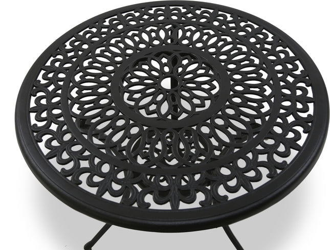 Centurion Supports POSITANO Garden and Patio Table and 2 Chairs Cast Aluminium Bistro Set - Black