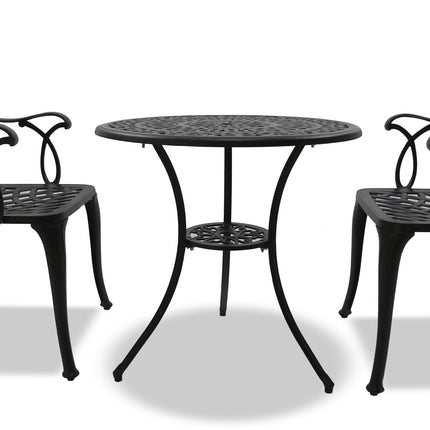Centurion Supports POSITANO Garden and Patio Table and 2 Chairs Cast Aluminium Bistro Set - Black