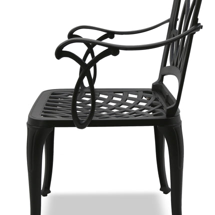 Centurion Supports POSITANO Garden and Patio Table and 2 Chairs Cast Aluminium Bistro Set - Black