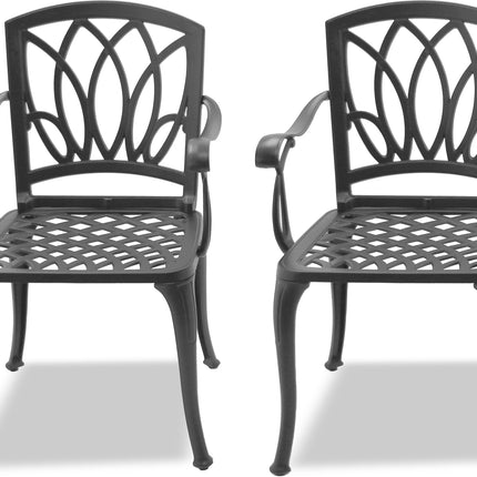 Centurion Supports Positano 2-Large Garden and Patio Chairs with Armrests in Cast Aluminium Grey
