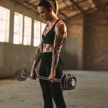 Strongology ELEMENT19 Home Fitness Black and Red Adjustable Smart Barbell from 2kg up to 19kg Training Weights