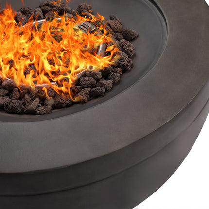MDA Designs TABITI Dark Grey Gas Fire Pit for Garden & Patio - Luxurious Eco-Stone Finish Outdoor Heater Fire Pit