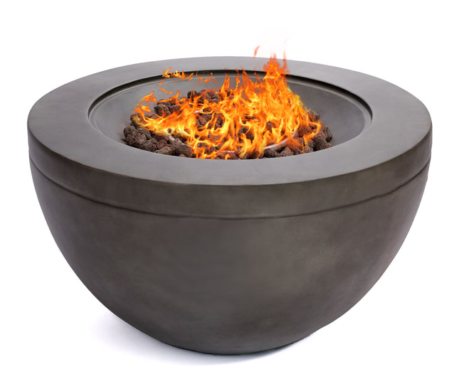 MDA Designs TABITI Dark Grey Gas Fire Pit for Garden & Patio - Luxurious Eco-Stone Finish Outdoor Heater Fire Pit