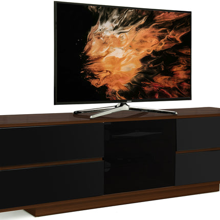Centurion Supports AVITUS ULTRA Remote Friendly Beam-Thru Premium Walnut with 4-Black Drawers 32"-65" Flat Screen TV Cabinet