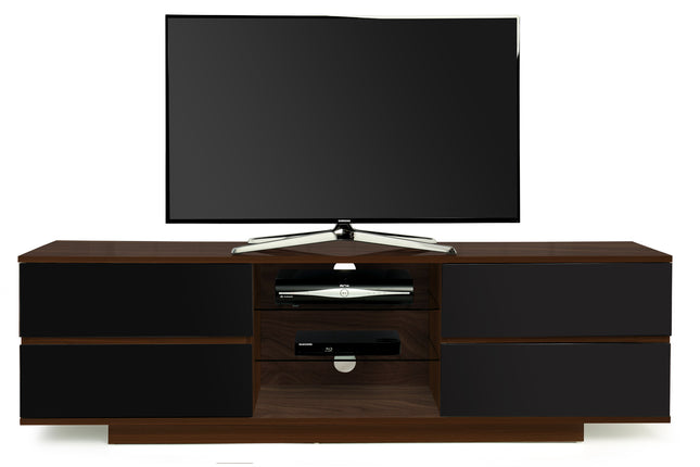 Centurion Supports Avitus Premium Walnut with 4-Black Drawers and 3-Shelves 32"-65" LED/OLED/LCD TV Cabinet